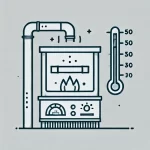 DALL·E 2024 07 23 17.25.29 A simple line art illustration representing the heat treatment process. The image should include a furnace, a workpiece being heated, and temperature