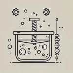 DALL·E 2024 07 23 17.43.49 A simple line art illustration representing the process of chemical plating. The image should include a container with liquid, metal parts being subme