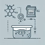 DALL·E 2024 07 23 17.45.53 A simple line art illustration representing the phosphating process. The image should include a container with liquid, a metal part being submerged, a