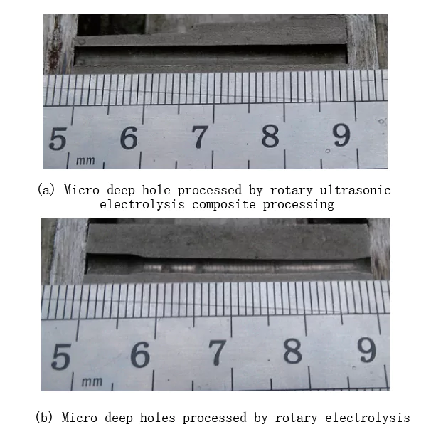 Fig 17 Comparison of two methods of processing micro deep holes