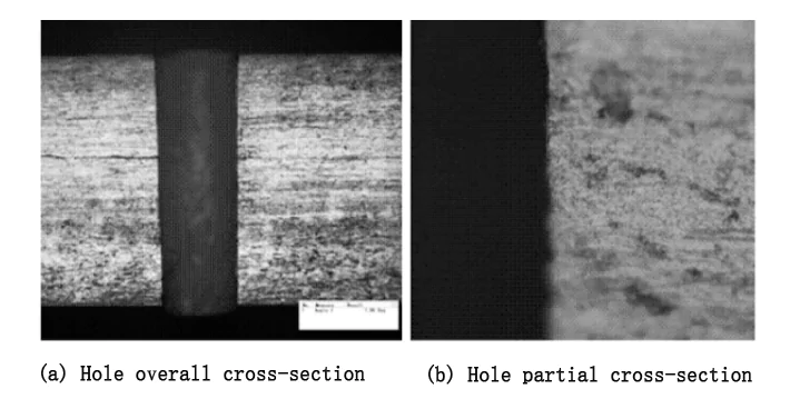 Fig6 Optical microscope images of the overall and partial cross sections of the hole